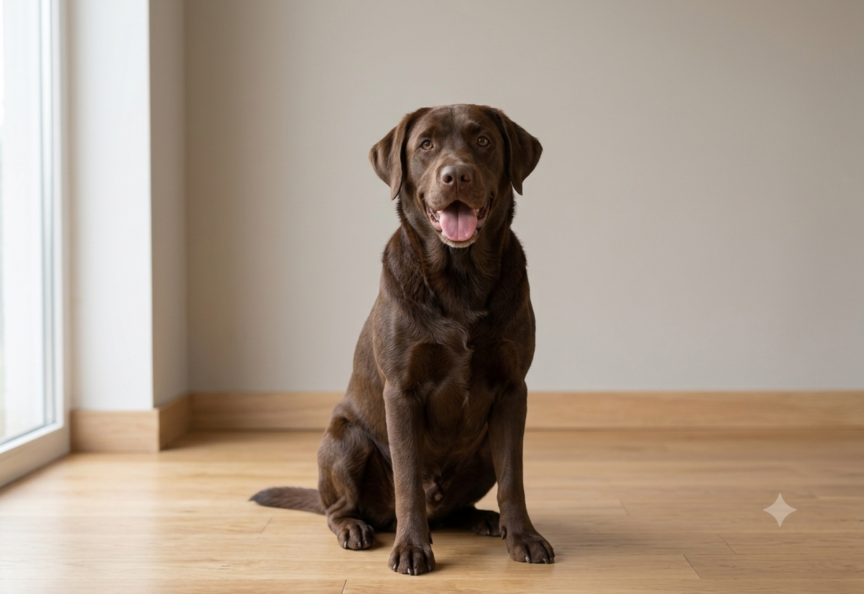 Reference photo of the dog to add to the family photo