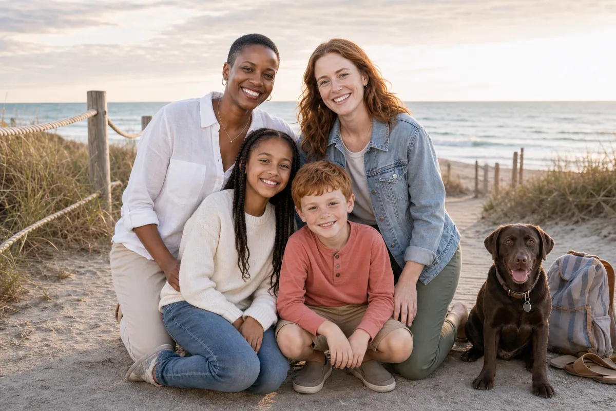 A family photo completed with a pet, as a memorial keepsake